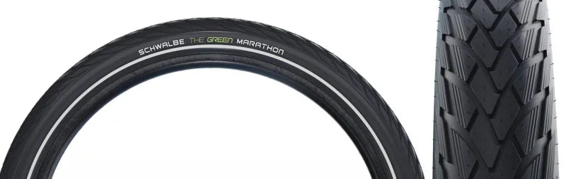 Green Marathon Tire - 700 x 28 Clincher Wire BLK/Reflective Performance Line GreenGuard TwinSkin Addix - Bicycle Warehouse