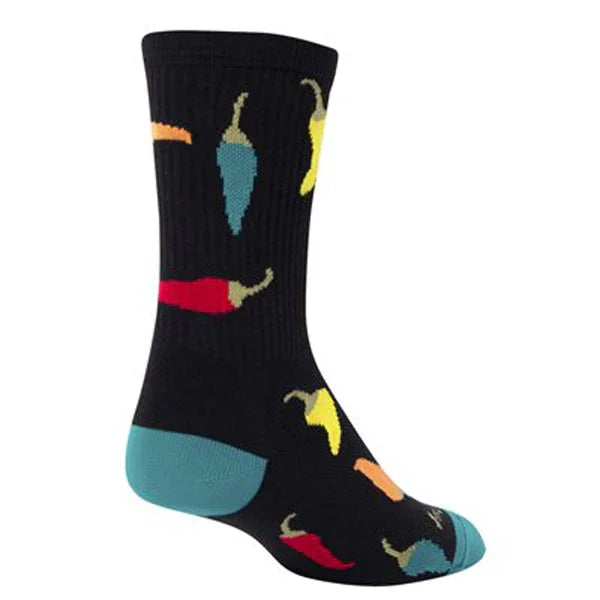 Sockguy Peppers Crew Socks 9-13 Black - Bicycle Warehouse