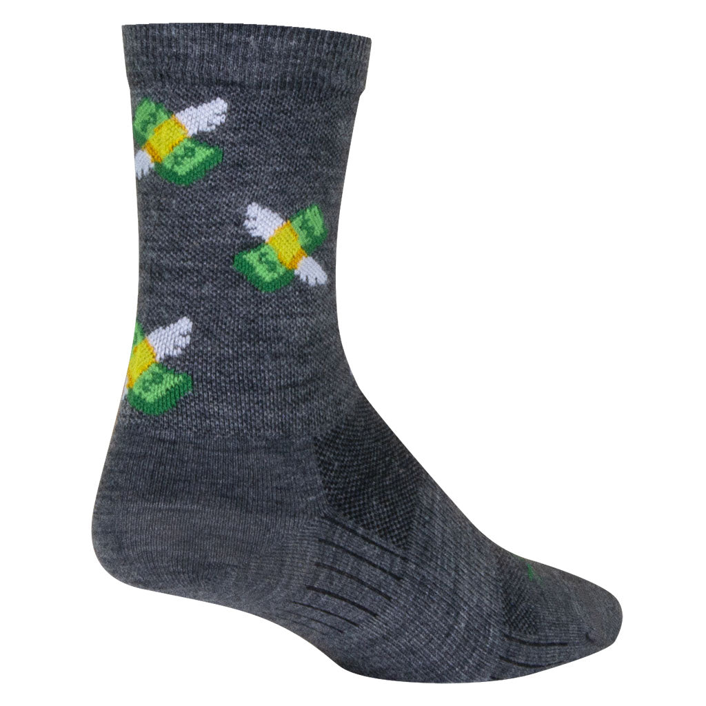 Sockguy Cha Ching Wool Socks 9-13 Grey - Bicycle Warehouse
