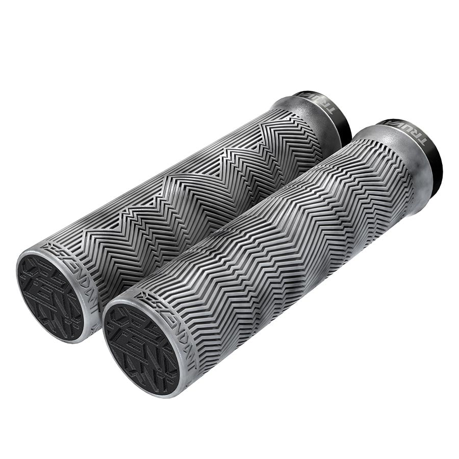 Truvativ Descendant Single Locking Grips 133mm Light Gray/Black Marbled Pair - Bicycle Warehouse