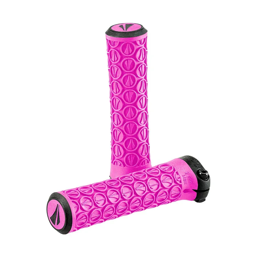 Slater Jr Lock-On MTB Grips - Neon Pink/Blk - Bicycle Warehouse