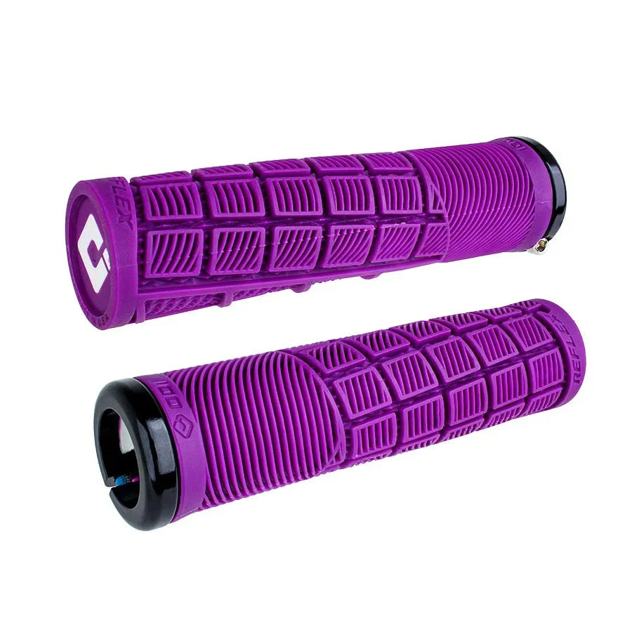 Reflex V2.1 Grips - White/Purple Lock-On - Bicycle Warehouse