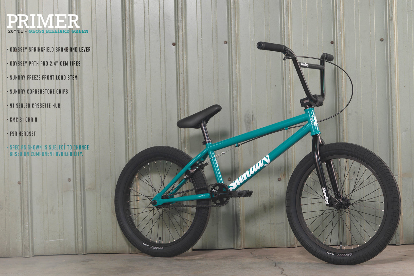 Primer BMX Bike - Gloss Billiard Green with 20" tt