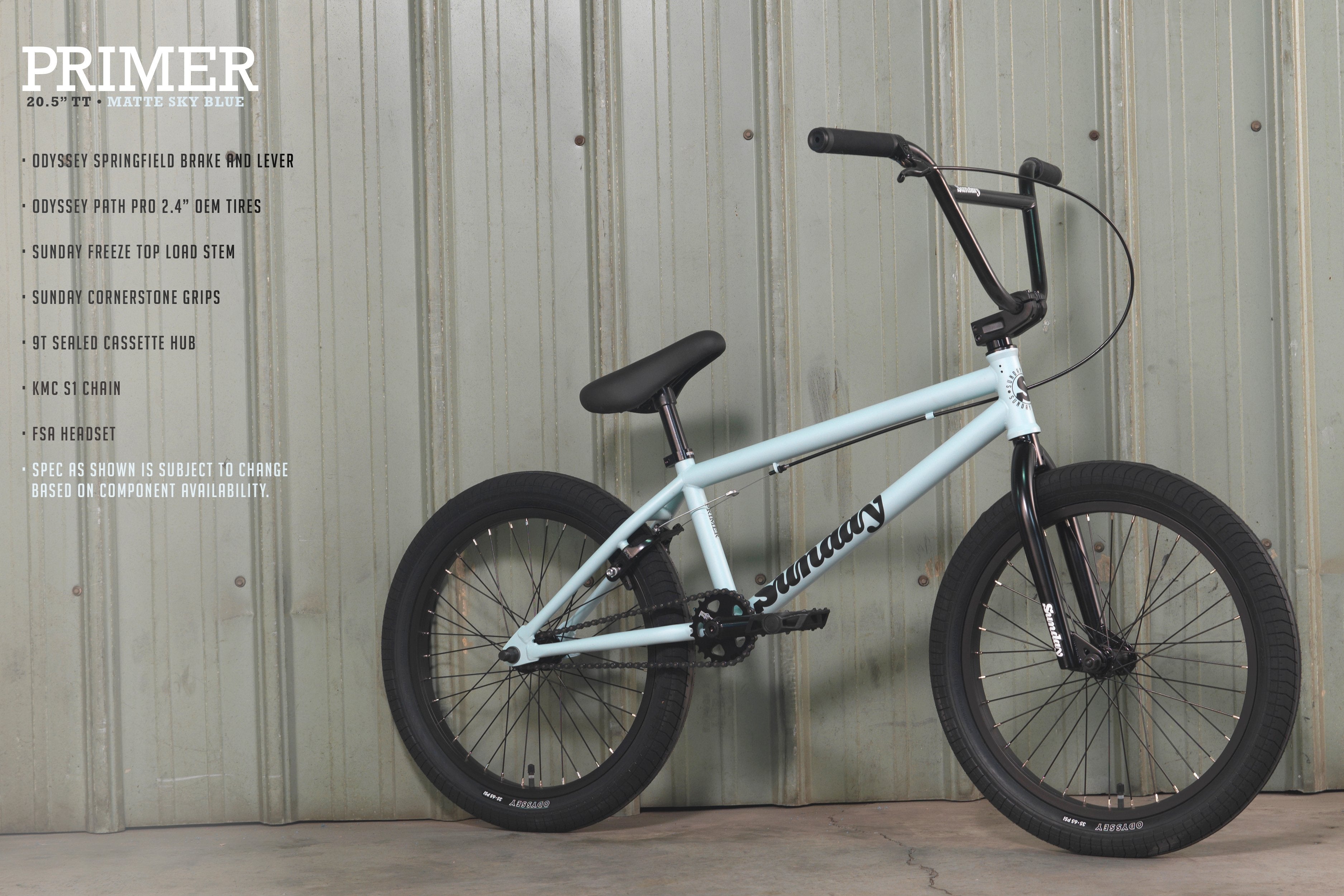 Sunday Primer 20 BMX Bike Matte Sky Blue with 20.5 tt Bicycle Warehouse