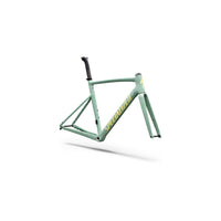 Mint green alloy bike frameset with black fork and Specialized decal
