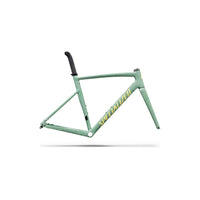 Mint green alloy bike frameset, black head tube and Specialized decal