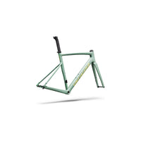 Mint green alloy bike frameset with black head tube and fork