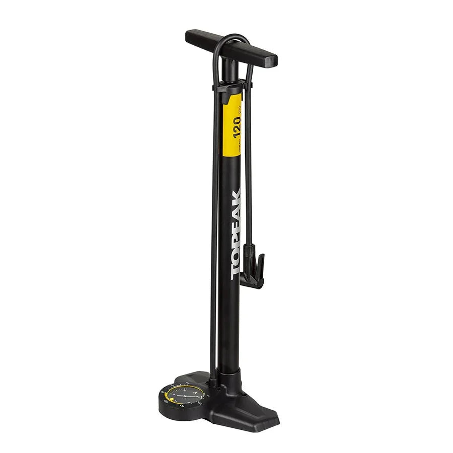 Joeblow Urban Ex Floor Pump - Steel Barrel / Plastic Base 3.5" Base Mount Gauge 120 Psi /8 Bar Smarthead BLK/Sand - Bicycle Warehouse