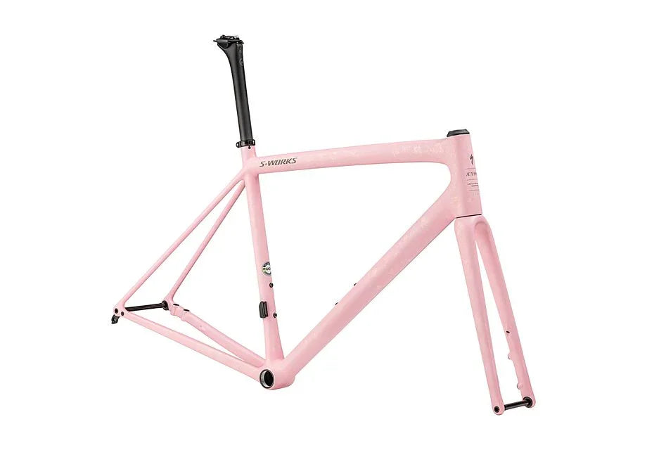 Specialized aethos S-Works frmset satin 100% red ghost pearl organic color run over desert rose / taupe 49 - Bicycle Warehouse