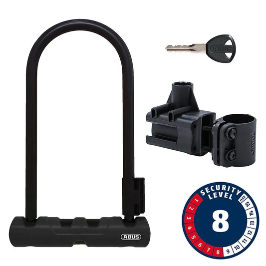 Abus Ultra 410K U-Lock Key 12mm 170x230mm 6.7x9 SH34 Black - Bicycle Warehouse