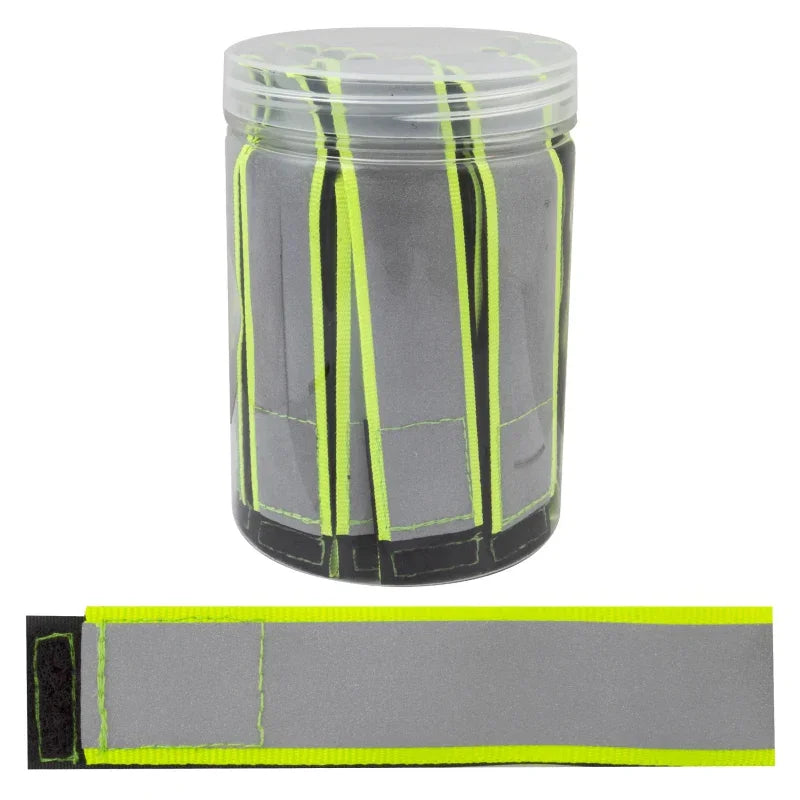 Sunlite Reflective Leg Bands Jar of 30 Adjustable Unisex Yellow/Silver Yes - Bicycle Warehouse