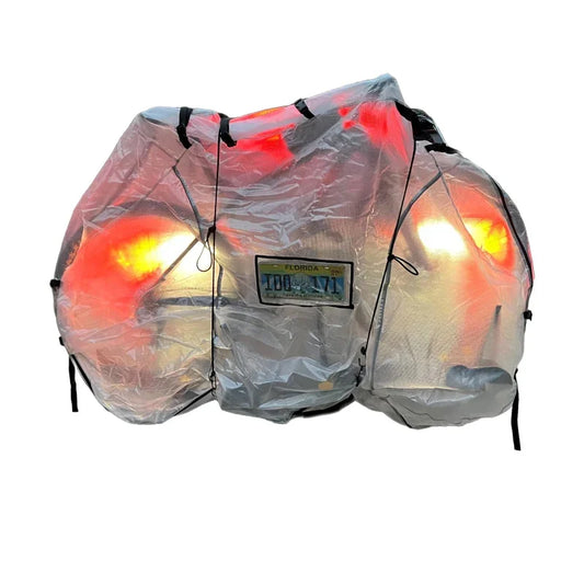 Dual or Single E-Bike Cover Dual Bike Cover Up to 2 Bikes 80x36x50` Scrim Clear - Bicycle Warehouse