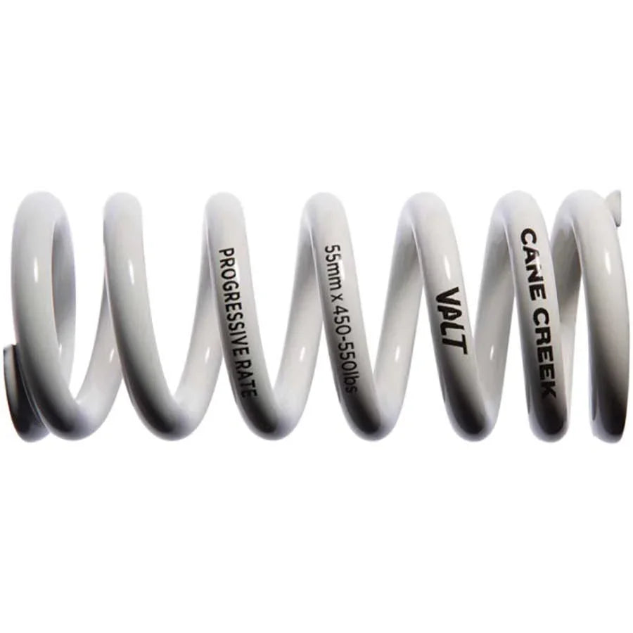 Progressive Rate VALT Lightweight Rear Shock Spring - 65mm x 500-610lbs White - Bicycle Warehouse