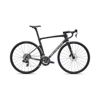 Charcoal performance road bike with aerodynamic frame, disc brakes, drop bars