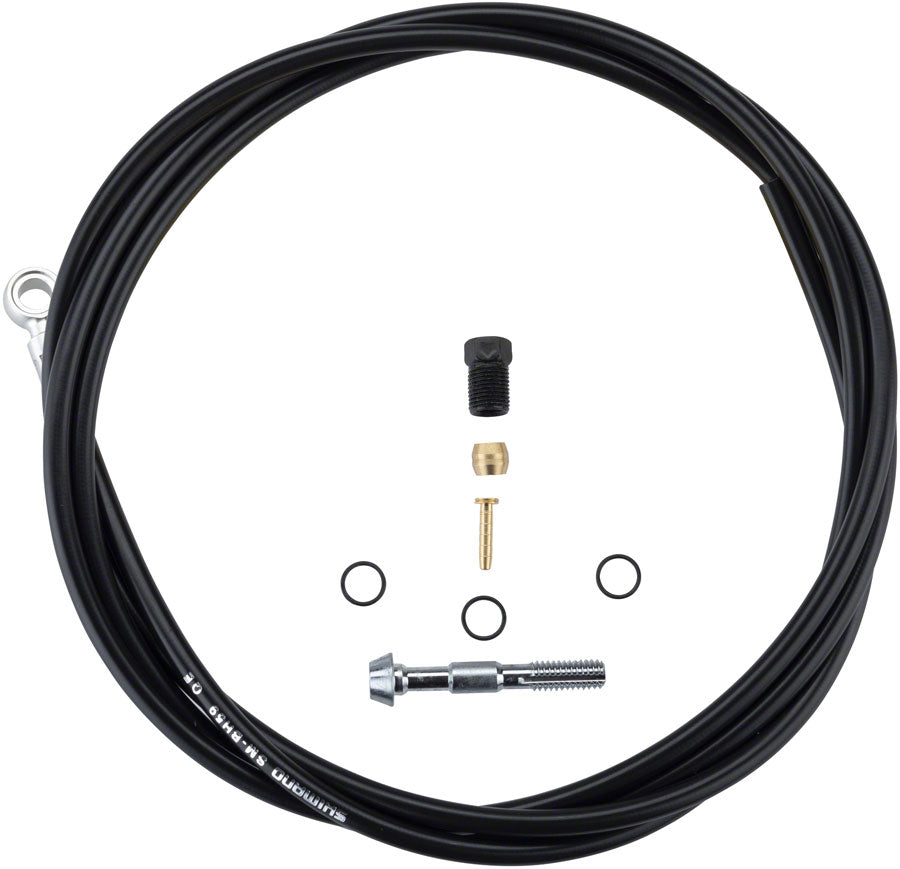 SM-BH59-SB Low Pressure Disc Brake Hose Kit - Normal Silver Banjo Caliper Connector 1700mm BLK - Bicycle Warehouse
