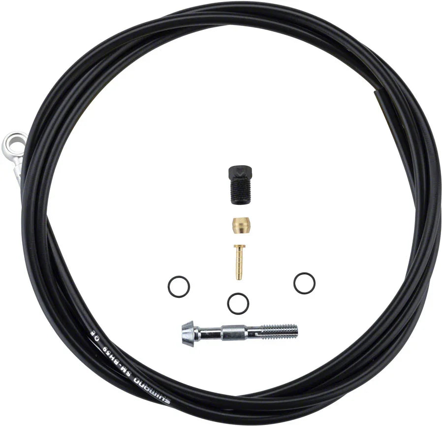 SM-BH59-SB Low Pressure Disc Brake Hose Kit - Normal Silver Banjo Caliper Connector 1700mm BLK - Bicycle Warehouse