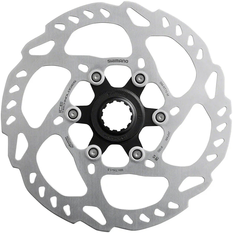 SLX SM-RT70-ME Disc Brake Rotor - 180mm Center Lock Silver - Bicycle Warehouse