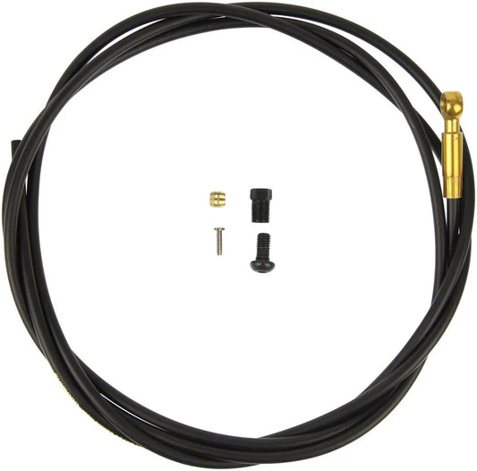 SM-BH90-SBLS High Pressure Disc Brake Hose Kit - Long Gold Banjo Caliper Connector 2000mm BLK - Bicycle Warehouse