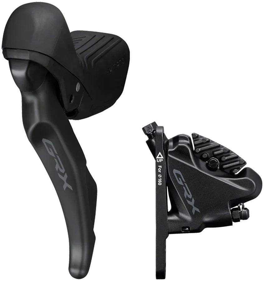 GRX ST-RX610 Shift/Brake Lever BR-RX400 Hydraulic Disc Brake Caliper - Left/Front 2x Flat Mount Caliper BLK - Bicycle Warehouse