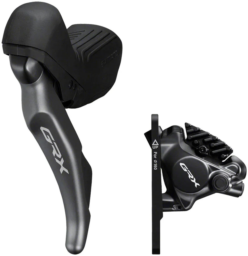 GRX ST-RX820 Shift/Brake Lever BR-RX820 Hydraulic Disc Brake Caliper - Left/Front 2x Flat Mount Caliper BLK - Bicycle Warehouse