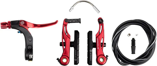 P-1/Click V-Point Linear Pull Brake Kit - 85mm Red - Bicycle Warehouse