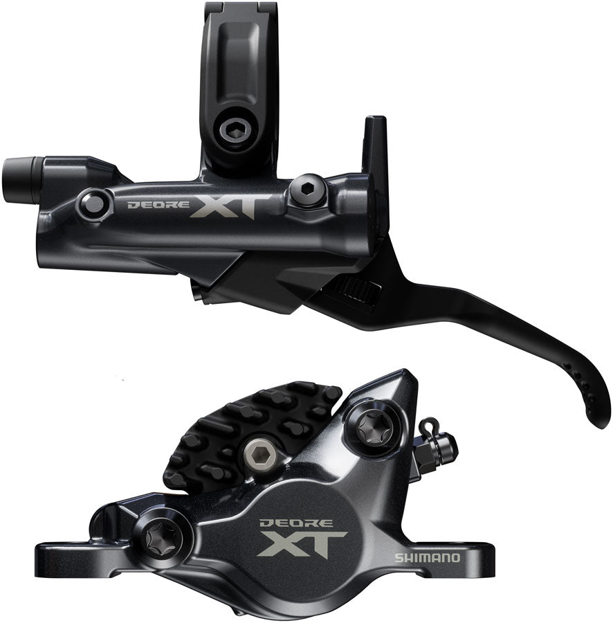 Shimano Deore XT M8200 Disc Brake Lever - Left/Front Post Mount 2-Piston Caliper SM-BH90-SBM Hose Fin Metal Pads BLK - Bicycle Warehouse