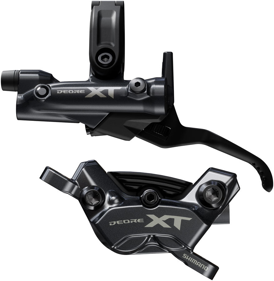 Shimano Deore XT BR-M8220 Disc Brake BL-M8200 Lever - Left/Front Post Mount 4-Piston Caliper SM-BH90-SBM Hose Fin Metal Pads BLK - Bicycle Warehouse