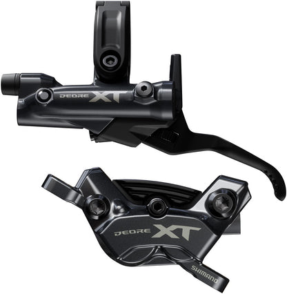 Shimano Deore XT BR-M8220 Disc Brake BL-M8200 Lever - Left/Front Post Mount 4-Piston Caliper SM-BH90-SBM Hose Fin Metal Pads BLK - Bicycle Warehouse