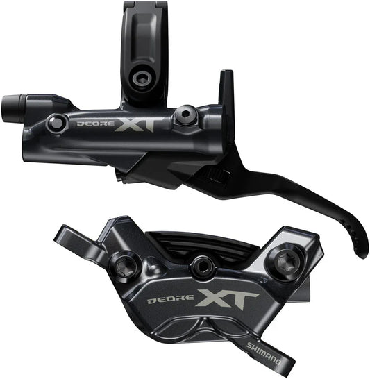 Shimano Deore XT BR-M8220 Disc Brake BL-M8200 Lever - Left/Front Post Mount 4-Piston Caliper SM-BH90-SBM Hose Fin Metal Pads BLK - Bicycle Warehouse