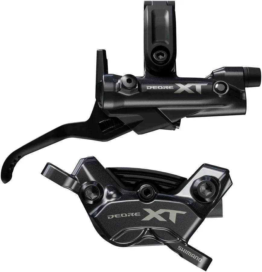 Shimano Deore XT BR-M8220 Disc Brake BL-M8200 Lever - Right/Rear Post Mount 4-Piston Caliper SM-BH90-SBM Hose Fin Metal Pads BLK - Bicycle Warehouse