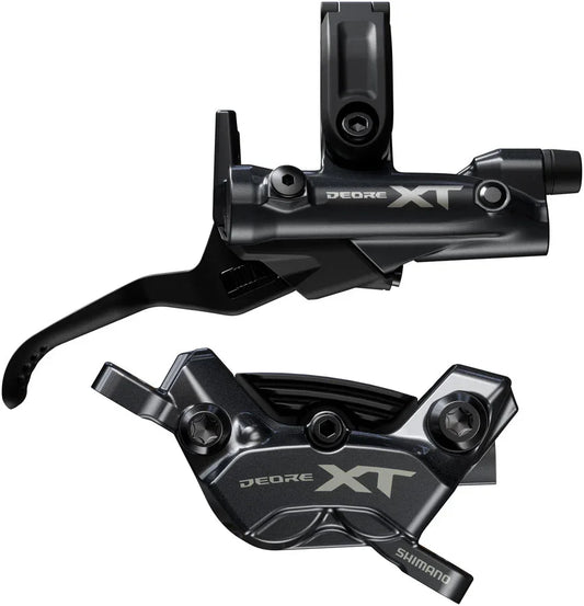 Shimano Deore XT BR-M8220 Disc Brake BL-M8200 Lever - Right/Rear Post Mount 4-Piston Caliper SM-BH90-SBM Hose Fin Metal Pads BLK - Bicycle Warehouse