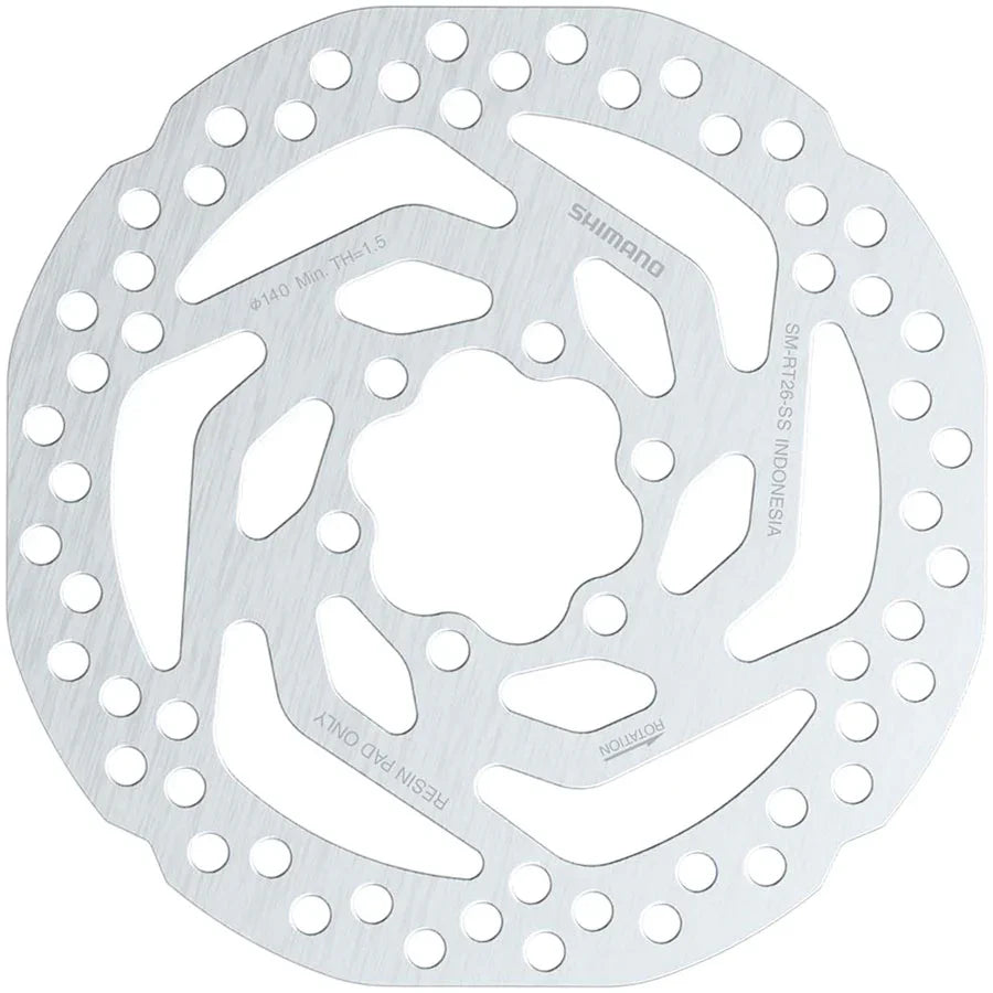 Shimano SM-RT26 SS Disc Brake Rotor - 140mm 6-Bolt Bolts Included For Resin Pad Only - Bicycle Warehouse