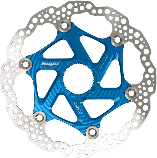 MTB Floating Centre-Lock Disc Brake Rotor - 180mm Center-Lock Blue - Bicycle Warehouse