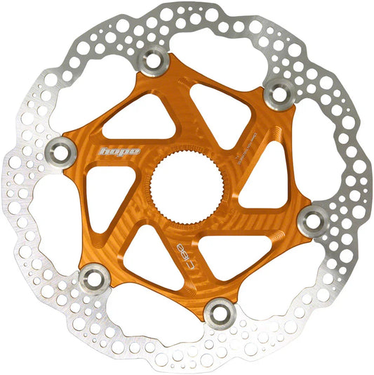 MTB Floating Centre-Lock Disc Brake Rotor - 180mm Center-Lock Orange - Bicycle Warehouse