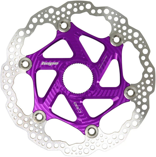 MTB Floating Centre-Lock Disc Brake Rotor - 180mm Center-Lock Purple - Bicycle Warehouse