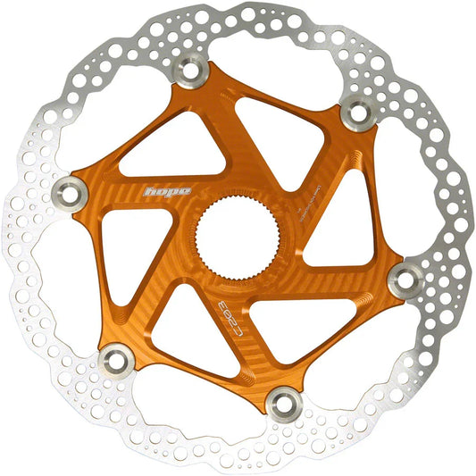 MTB Floating Centre-Lock Disc Brake Rotor - 203mm Center-Lock Orange - Bicycle Warehouse