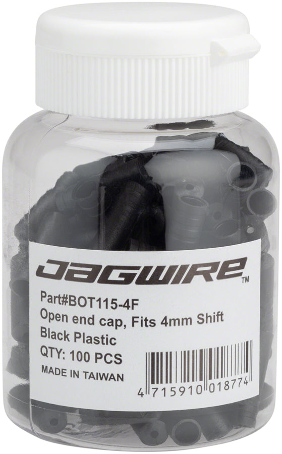 Jagwire 4mm Open Nylon End Caps Bottle of 100 Black - Bicycle Warehouse
