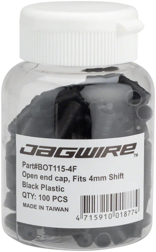 Jagwire 4mm Open Nylon End Caps Bottle of 100 Black - Bicycle Warehouse
