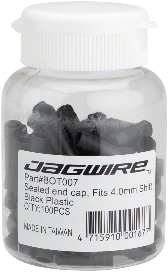 Jagwire 4mm Sealed Nylon End Caps Bottle of 100 Black - Bicycle Warehouse