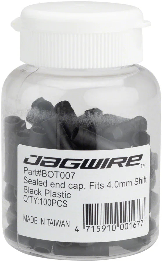 Jagwire 4mm Sealed Nylon End Caps Bottle of 100 Black - Bicycle Warehouse