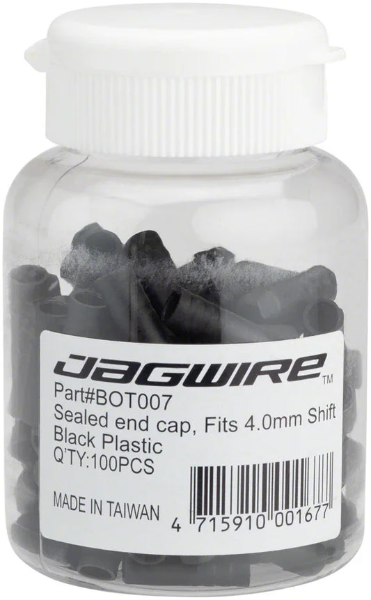 Jagwire 4mm Sealed Nylon End Caps Bottle of 100 Black - Bicycle Warehouse