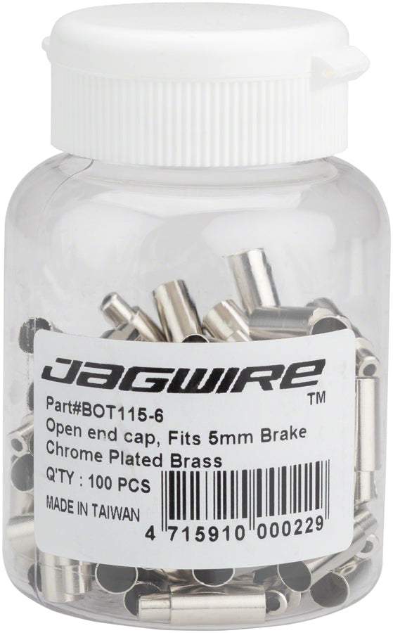 Jagwire 5mm to 4mm Step Down Open End Caps Bottle of 100 Chrome Plated - Bicycle Warehouse
