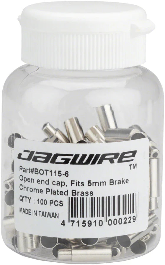 Jagwire 5mm to 4mm Step Down Open End Caps Bottle of 100 Chrome Plated - Bicycle Warehouse