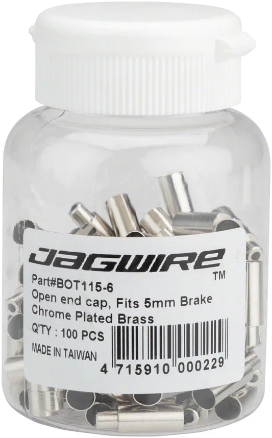 Jagwire 5mm to 4mm Step Down Open End Caps Bottle of 100 Chrome Plated - Bicycle Warehouse