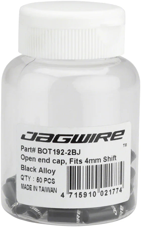 Jagwire 4mm Sealed Alloy End Caps Bottle of 50 Black - Bicycle Warehouse