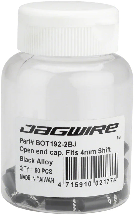 Jagwire 4mm Sealed Alloy End Caps Bottle of 50 Black - Bicycle Warehouse