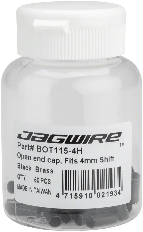 Jagwire 4mm Open Brass End Cap Bottle of 50 Black - Bicycle Warehouse