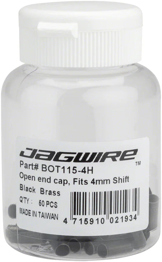 Jagwire 4mm Open Brass End Cap Bottle of 50 Black - Bicycle Warehouse