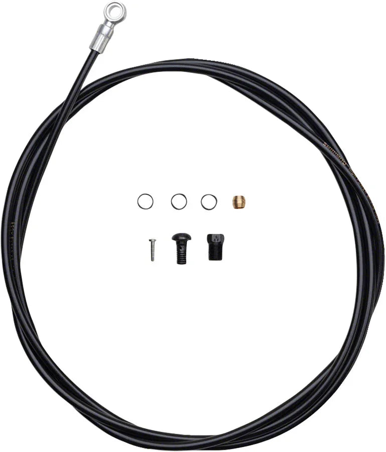 SM-BH90-SBS High Pressure Disc Brake Hose Kit - Long Silver Banjo Caliper Connector 1700mm BLK - Bicycle Warehouse
