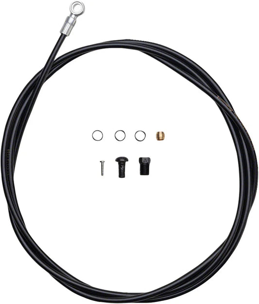 SM-BH90-SBS High Pressure Disc Brake Hose Kit - Long Silver Banjo Caliper Connector 1700mm BLK - Bicycle Warehouse